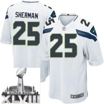 Nike Seattle Seahawks 25 Richard Sherma White Game 2014 Super Bowl XLVIII NFL Jerseys Cheap