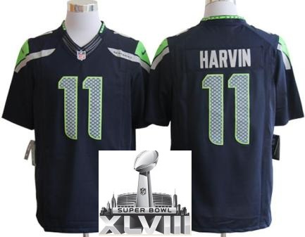 Nike Seattle Seahawks 11 Percy Harvin Blue LIMITED 2014 Super Bowl XLVIII NFL Jerseys Cheap