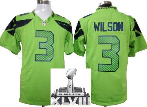 Nike Seattle Seahawks 3 Russell Wilson Green Game 2014 Super Bowl XLVIII NFL Jerseys Cheap