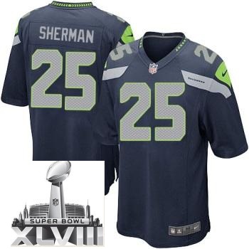 Nike Seattle Seahawks 25 Richard Sherma Blue Game 2014 Super Bowl XLVIII NFL Jerseys Cheap