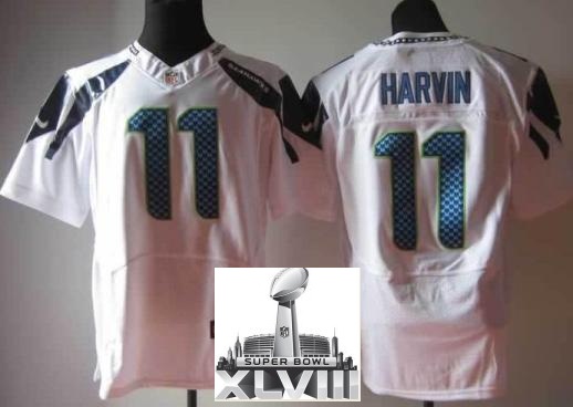 Nike Seattle Seahawks 11 Percy Harvin White Elite 2014 Super Bowl XLVIII NFL Jerseys Cheap