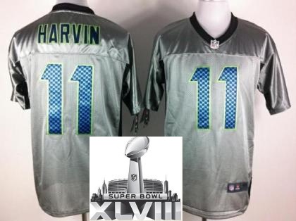 Nike Seattle Seahawks 11 Percy Harvin Grey Shadow 2014 Super Bowl XLVIII NFL Jerseys Cheap
