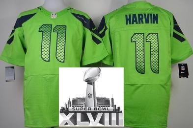 Nike Seattle Seahawks 11 Percy Harvin Green Elite 2014 Super Bowl XLVIII NFL Jerseys Cheap
