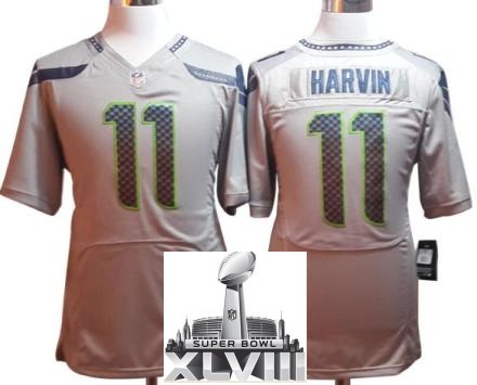 Nike Seattle Seahawks 11 Percy Harvin Grey Elite 2014 Super Bowl XLVIII NFL Jerseys Cheap
