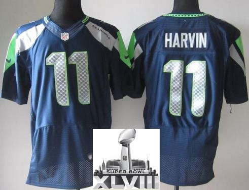 Nike Seattle Seahawks 11 Percy Harvin Blue Elite 2014 Super Bowl XLVIII NFL Jerseys Cheap