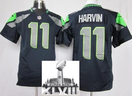 Nike Seattle Seahawks 11 Percy Harvin Blue Game 2014 Super Bowl XLVIII NFL Jerseys Cheap