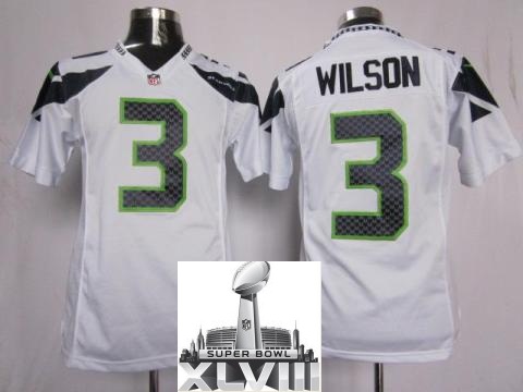 Nike Seattle Seahawks 3 Wilson White Game 2014 Super Bowl XLVIII NFL Jerseys Cheap