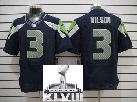 Nike Seattle Seahawks 3 Wilson Blue Elite 2014 Super Bowl XLVIII NFL Jerseys Cheap