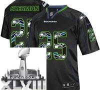 Nike Seattle Seahawks 25 Richard Sherman Lights Out Black NFL Elite 2014 Super Bowl XLVIII NFL Jerseys Cheap