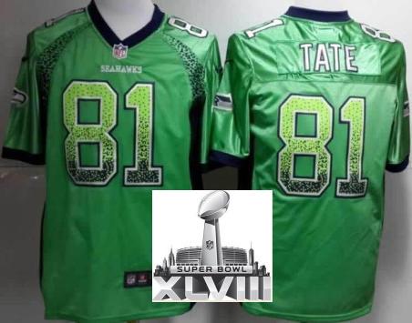 Nike Seattle Seahawks 81 Golden Tate Drift Fashion Green Elite 2014 Super Bowl XLVIII NFL Jerseys Cheap