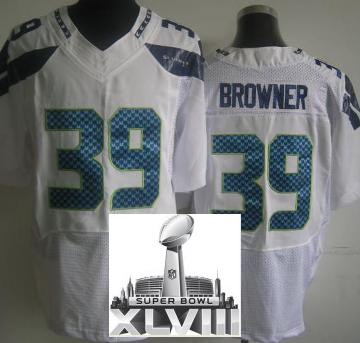 Nike Seattle Seahawks 39 Brandon Browner Elite White 2014 Super Bowl XLVIII NFL Jerseys Cheap