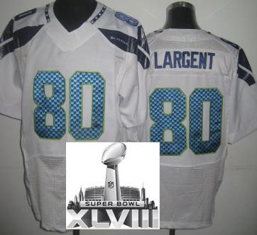 Nike Seattle Seahawks 80 Steve Largent White Elite 2014 Super Bowl XLVIII NFL Jerseys Cheap