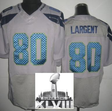 Nike Seattle Seahawks 80 Steve Largent Grey Elite 2014 Super Bowl XLVIII NFL Jerseys Cheap