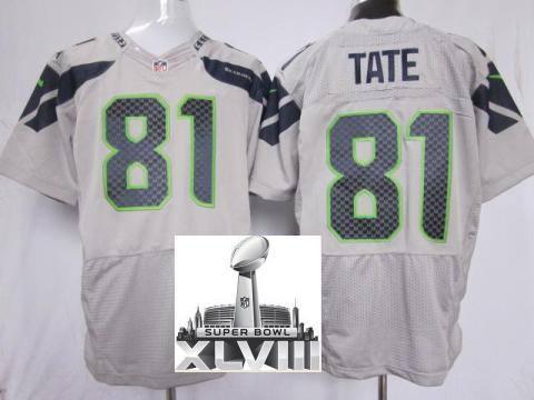 Nike Seattle Seahawks 81 Golden Tate Grey Elite 2014 Super Bowl XLVIII NFL Jerseys Cheap