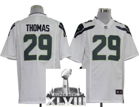 Nike Seattle Seahawks 29 Earl Thomas White Game 2014 Super Bowl XLVIII NFL Jerseys Cheap