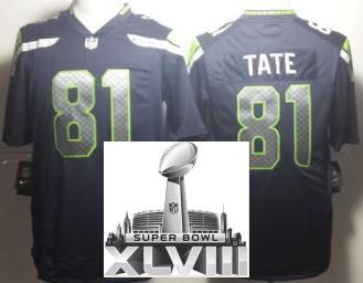 Nike Seattle Seahawks 81 Golden Tate Blue Game 2014 Super Bowl XLVIII NFL Jerseys Cheap