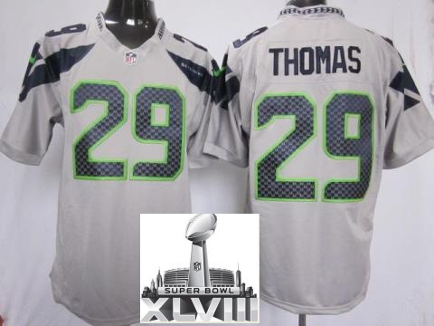 Nike Seattle Seahawks 29 Earl Thomas Grey Game 2014 Super Bowl XLVIII NFL Jerseys Cheap