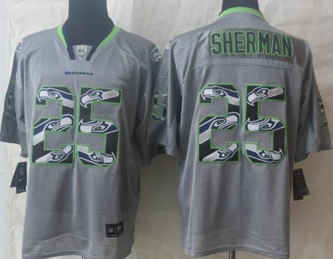 Nike Seattle Seahawks 25 Richard Sherman Lights Out Grey Elite NFL Jersey 2014 New Cheap