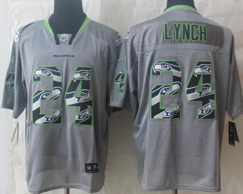 Nike Seattle Seahawks 24 Marshawn Lynch Lights Out Grey Elite NFL Jersey 2014 New Cheap