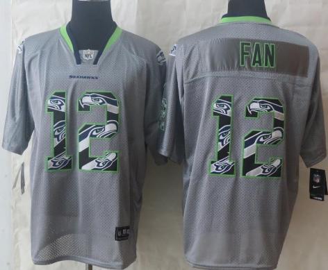 Nike Seattle Seahawks 12 Fan Lights Out Grey Elite NFL Jersey 2014 New Cheap