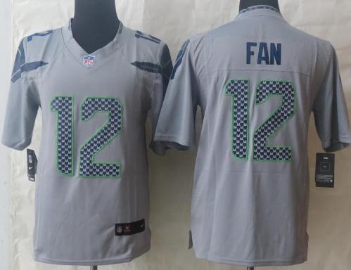 Nike Seattle Seahawks 12 Fan Grey LIMITED NFL Jerseys Cheap