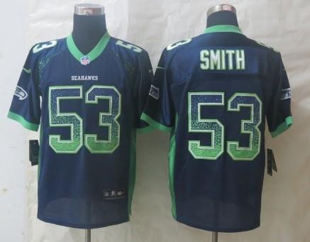 Nike Seattle Seahawks #53 Malcolm Smith Blue Drift Fashion Elite NFL Jerseys Cheap