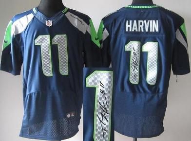 Nike Seattle Seahawks 11 Percy Harvin Blue Elite Signed NFL Jerseys Cheap