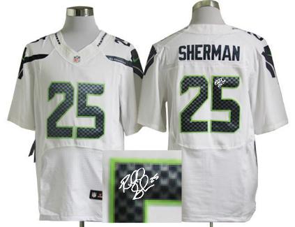 Nike Seattle Seahawks 25 Richard Sherman White Elite Signed NFL Jerseys Cheap