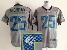 Nike Seattle Seahawks 25 Richard Sherman Grey Shadow Signed NFL Jerseys Cheap