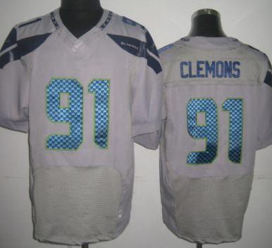 Nike Seattle Seahawks 91 Chris Clemons Grey Elite NFL Jerseys Cheap