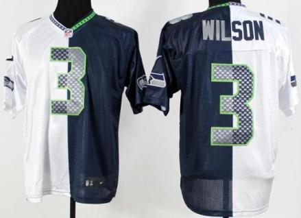 Nike Seattle Seahawks 3 Russell Wilson Blue White Split NFL Jerseys Cheap