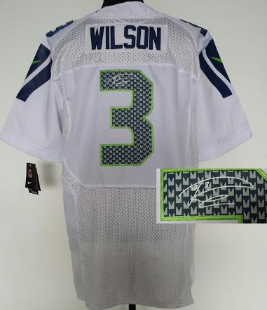 Nike Seattle Seahawks 3 Russell Wilson White Elite Signed NFL Jerseys Cheap