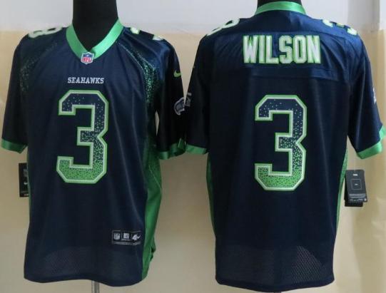 Nike Seattle Seahawks 3 Russell Wilson Elite Blue Drift Fashion Elite NFL Jerseys Cheap