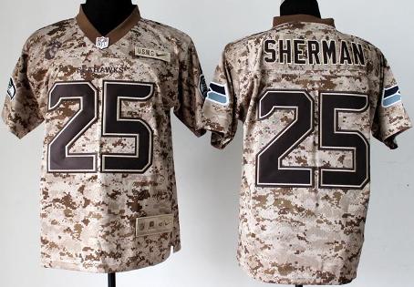 Nike Seattle Seahawks 25 Richard Sherman Camo US.Mccuu NFL Jerseys Cheap