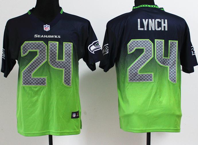 Nike Seattle Seahawks 24 Marshawn Lynch Blue Green Drift Fashion II Elite NFL Jerseys Cheap