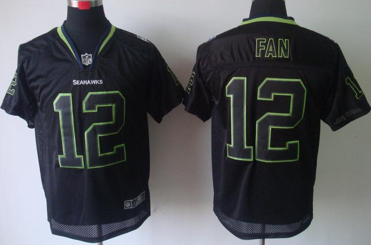 Nike Seattle Seahawks 12 Fan Black Light Out Elite NFL Jerseys Cheap
