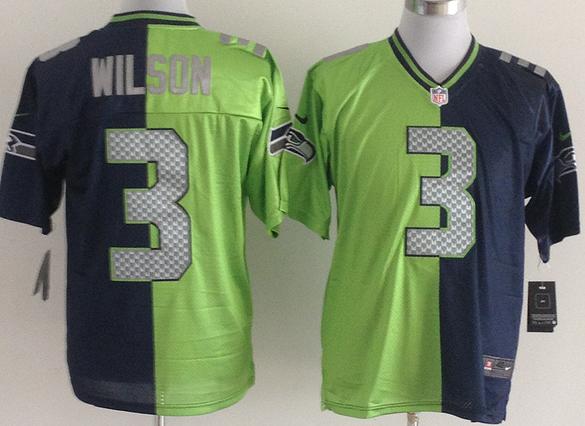 Nike Seattle Seahawks 3 Russell Wilson Blue Green Split Elite NFL Jerseys Cheap