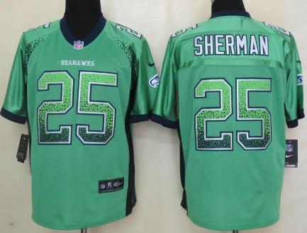 Nike Seattle Seahawks 25 Richard Sherman Green Drift Fashion Elite NFL Jerseys Cheap