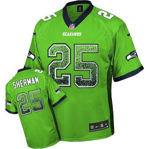Nike Seattle Seahawks 25 Richard Sherman Green Drift Fashion Elite NFL Jerseys Cheap