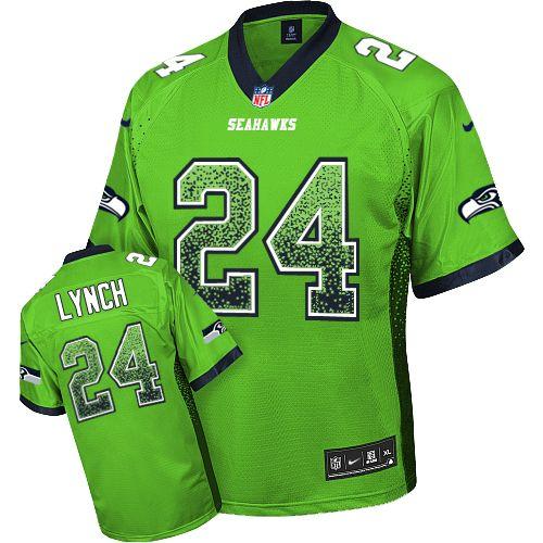 Nike Seattle Seahawks 24 Marshawn Lynch Green Drift Fashion Elite NFL Jerseys Cheap