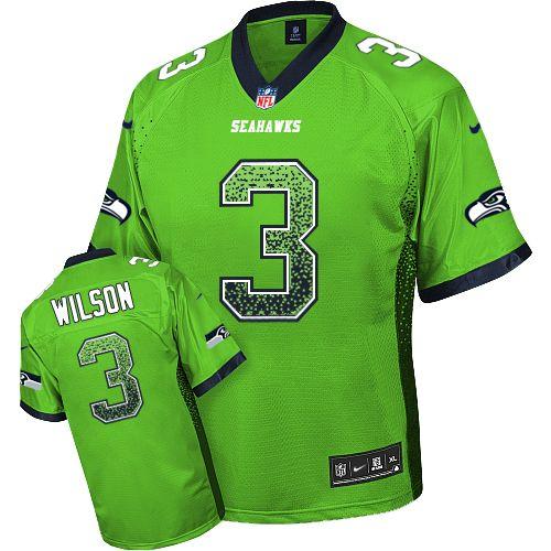 Nike Seattle Seahawks 3 Russell Wilson Green Drift Fashion Elite NFL Jerseys Cheap