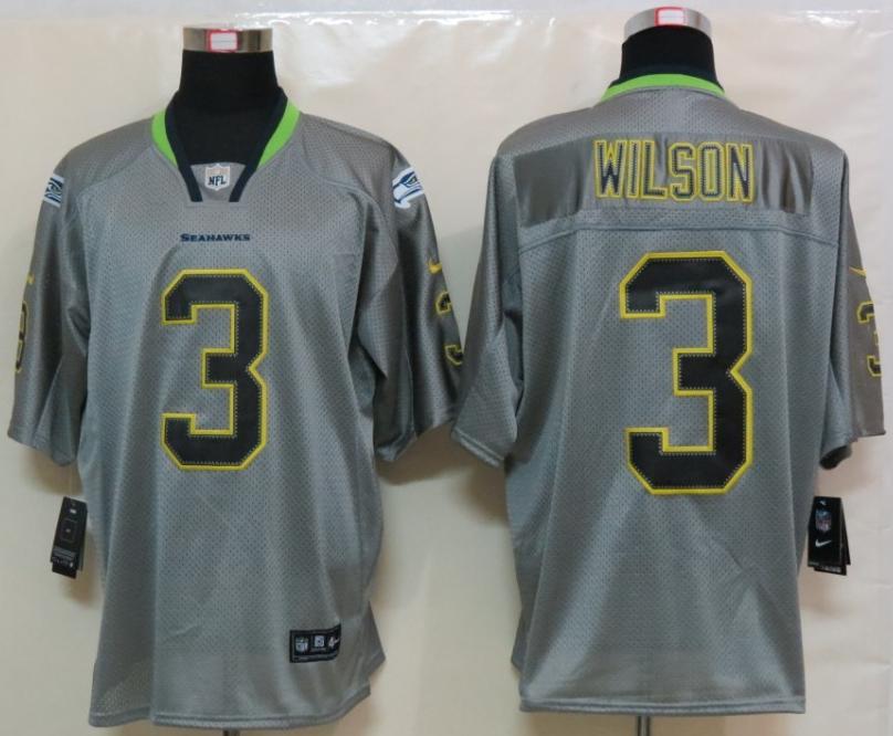 Nike Seattle Seahawks #3 Russell Wilson Grey Lights Out Elite NFL Jerseys Cheap
