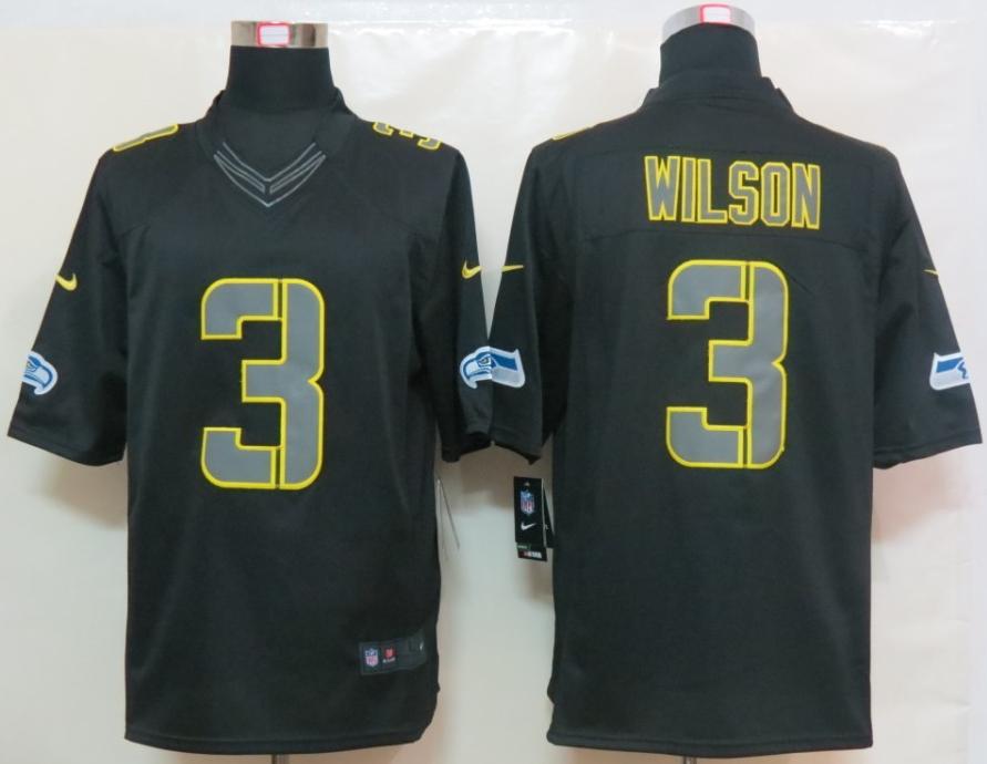 Nike Seattle Seahawks #3 Russell Wilson Black Impact Game LIMITED NFL Jerseys Cheap
