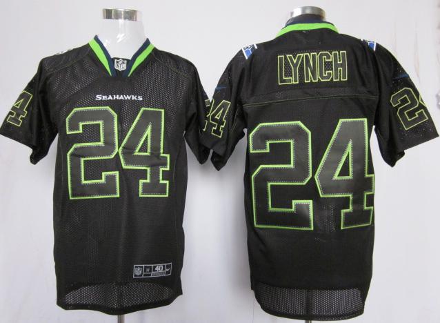 Nike Seattle Seahawks 24# Marshawn Lynch Lights Out Black Elite NFL Jerseys Cheap
