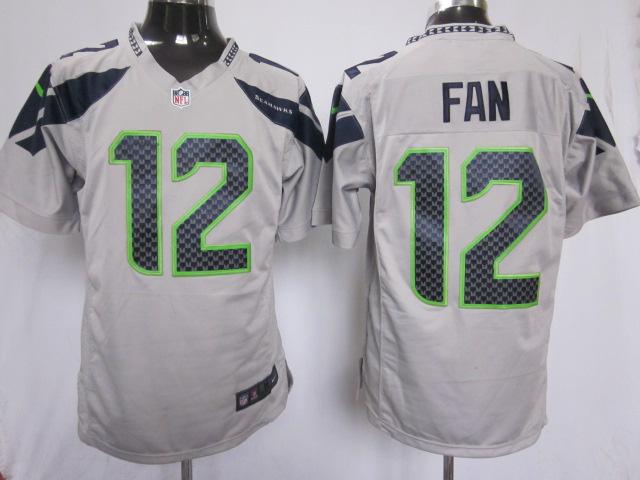 Nike Seattle Seahawks 12# Fan Grey Game NFL Jerseys Cheap