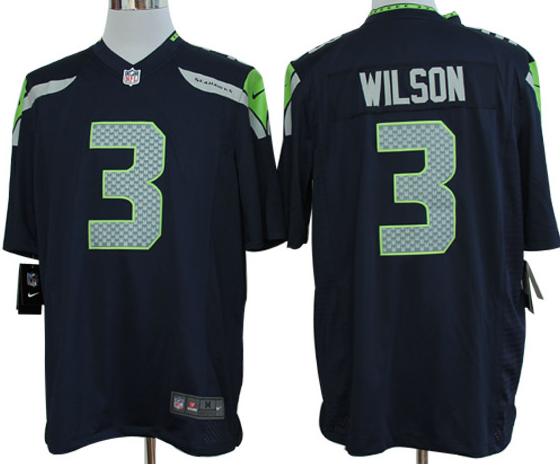 Nike Seattle Seahawks #3 Wilson Blue Game Nike NFL Jerseys Cheap