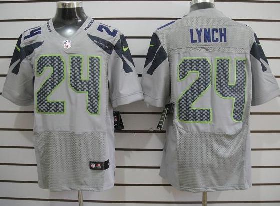 Nike Seattle Seahawks 24# Marshawn Lynch Grey Elite Nike NFL Jerseys Cheap
