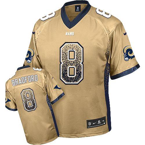 Nike St Louis Rams 8 Sam Bradford Gold Drift Fashion Elite NFL Jerseys Cheap