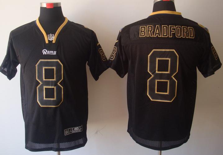 Nike St. Louis Rams 8# Sam Bradford Lights Out Black Elite NFL Jerseys Cheap