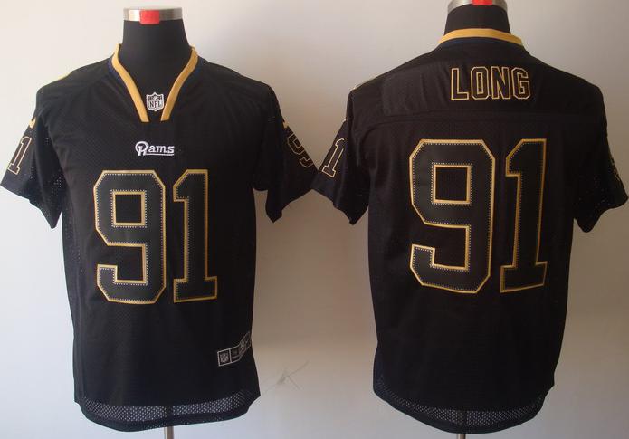 Nike St.Louis Rams 91# Chris Long Lights Out Black Elite NFL Jerseys Cheap